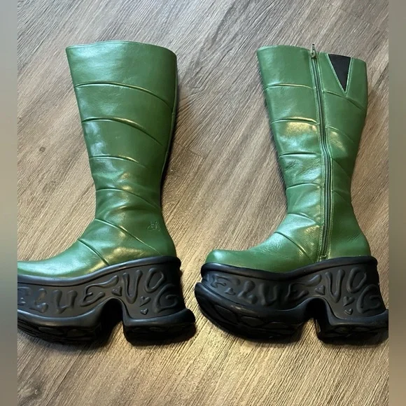 John Fluevog Green Paloma Boots Size 8 - Picture 4 of 12